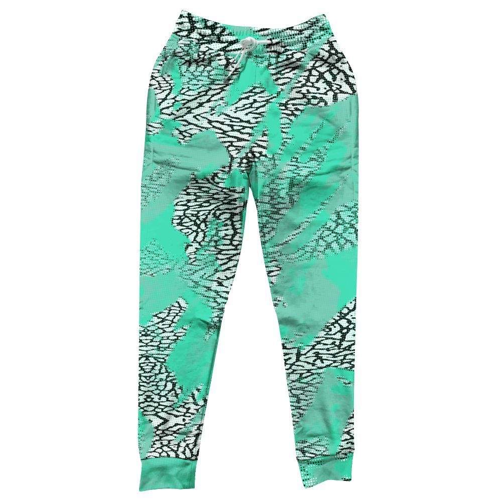 Sweatpant To Match Black Green Glow 3s - Abstract Halftone Graphic All Over Print