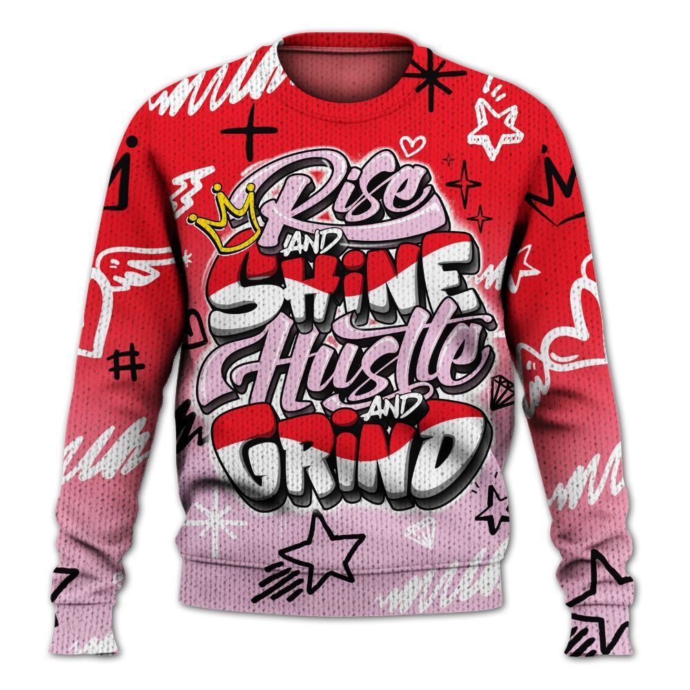 Knitted Sweater To Match Zoom Vomero 5 Valentine's Day 2025 - Rise Shine Hustle Grind