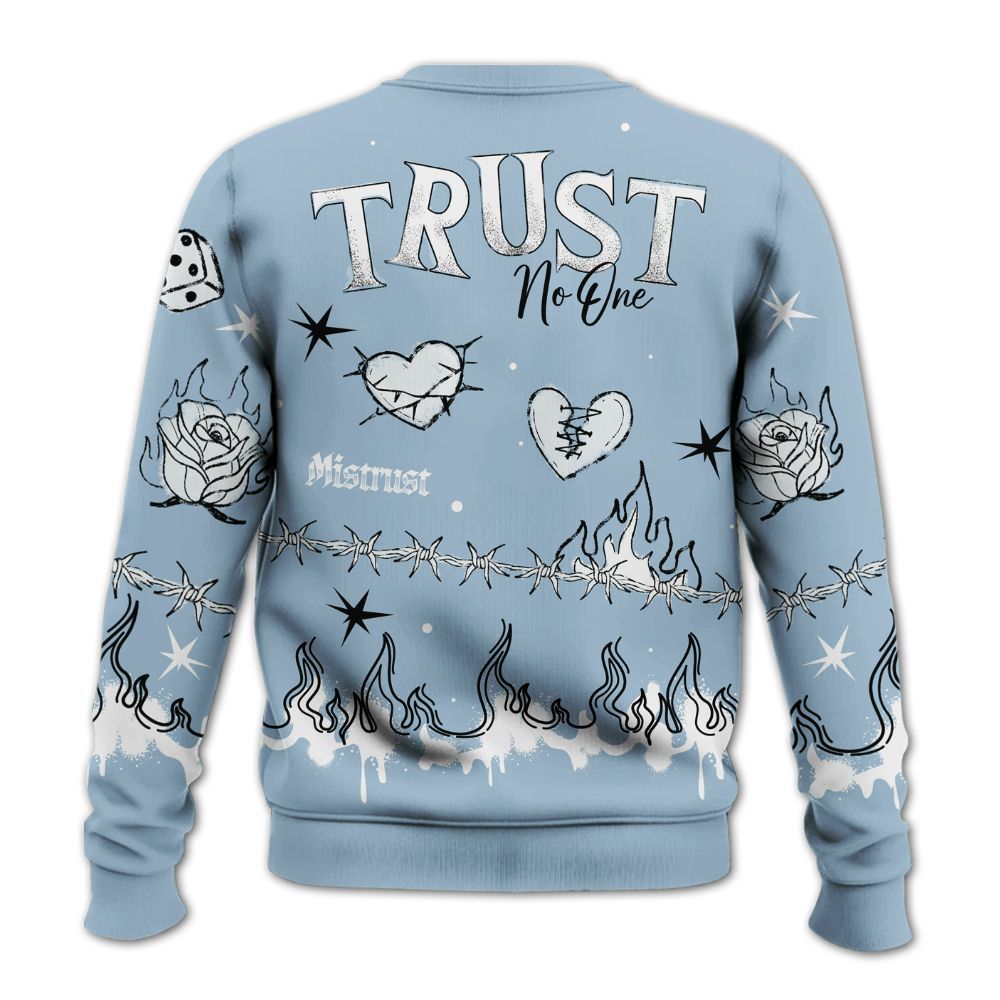 Sweatshirt To Match Mid Ice Blue 1s - Trust No One Snake-Bite Doodle Crayon All Over Print