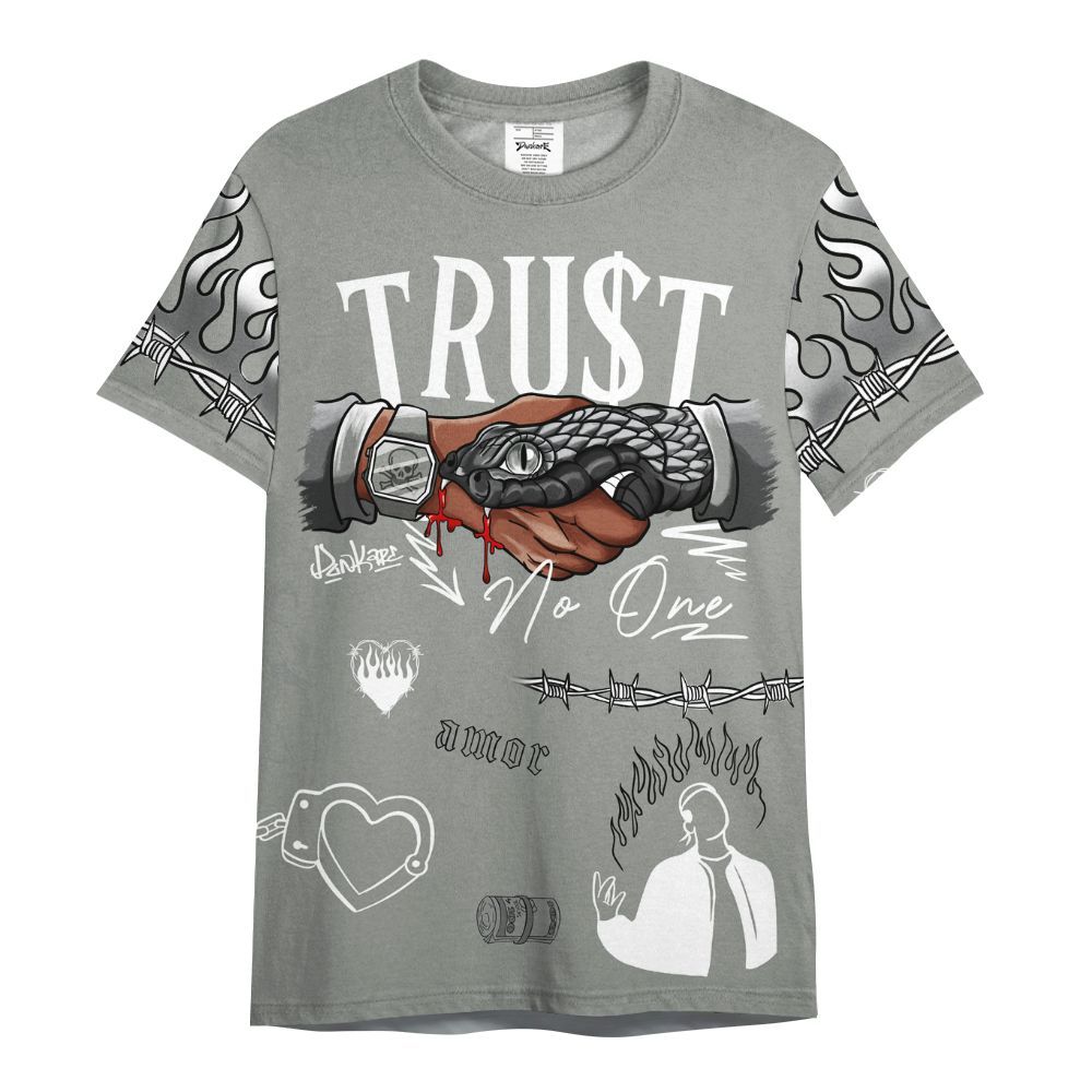 Shirt To Match Paris Cement Grey 4s Varsity Jacket, Snake Trust No One All Over Print