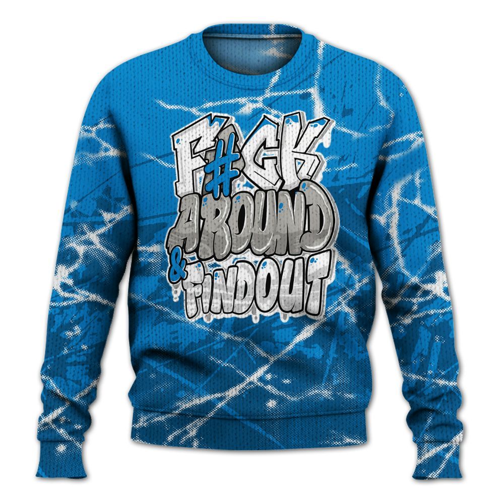 Knitted Sweater To Match Industrial Blue 4s - F Around Find Out Graphic Profound
