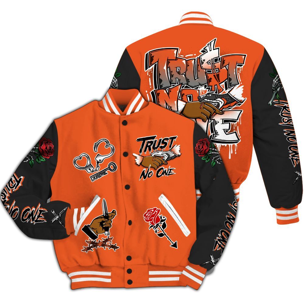 Varsity Jacket To Match Retro High OG Shattered Backboard 1s - Trust No One Dripping All Over Print