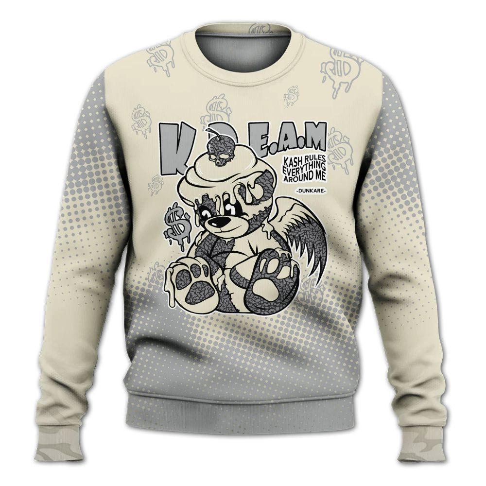 Sweatshirt To Match Cement Grey 3s - Loot Bear Unique Drip All Over Print