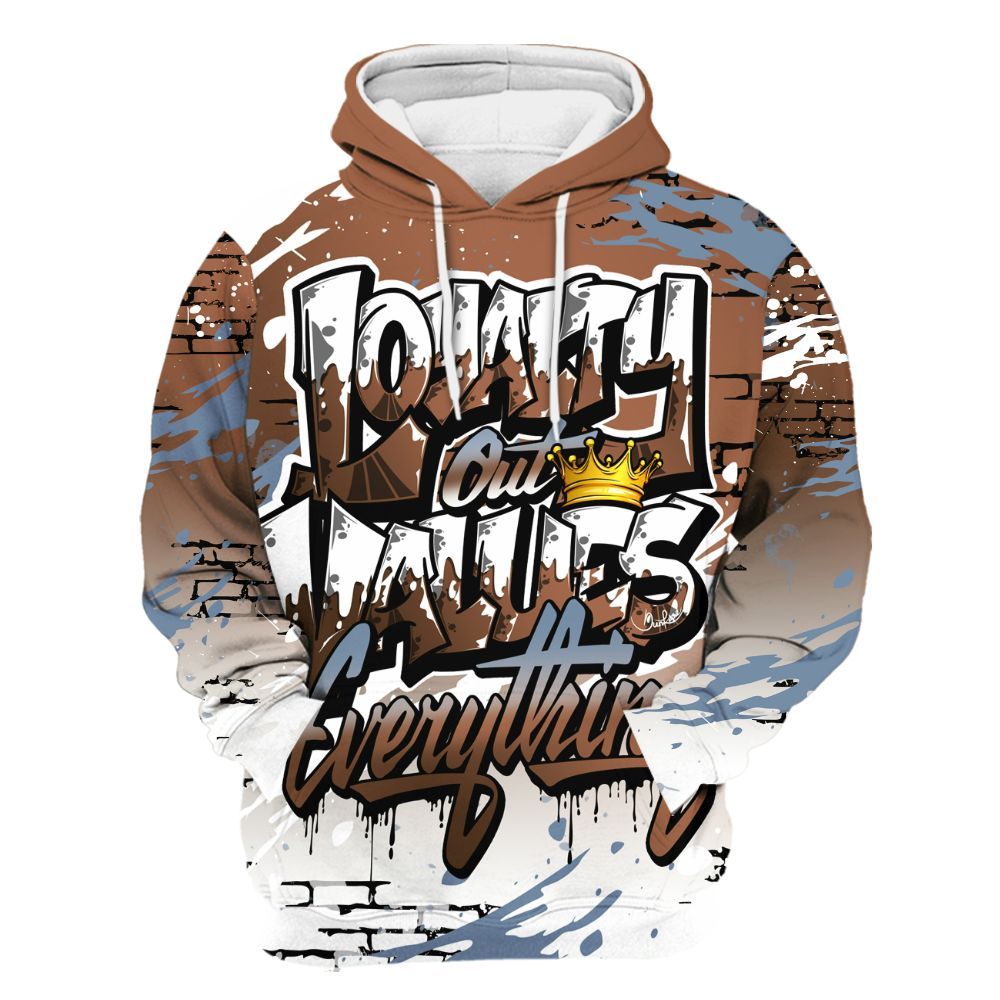 Hoodie To Match Air Foamposite Metallic Copper - Values Of Loyalty Drip All Over Print