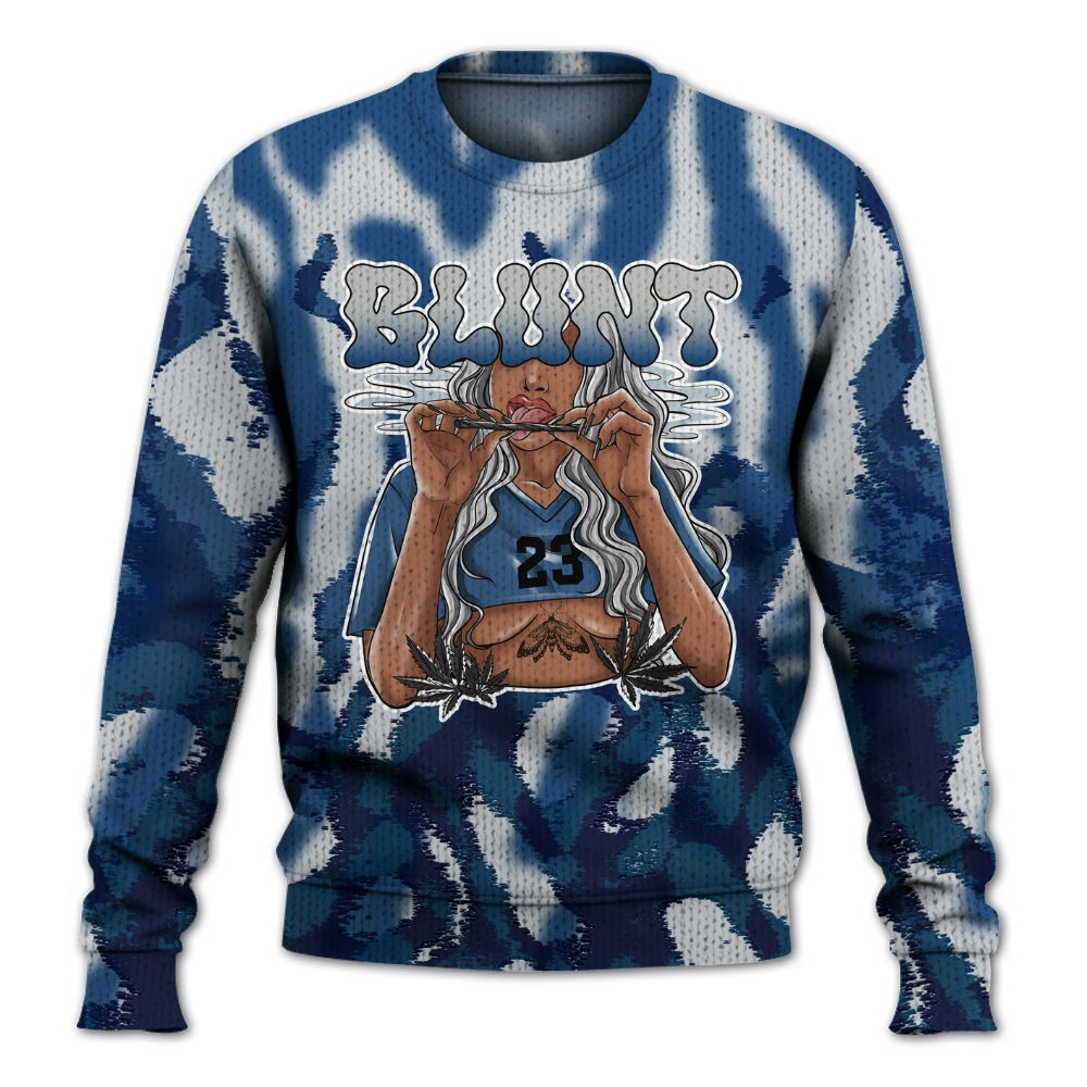 Knitted Sweater To Match High OG Midnight Navy 1s - Bluntz Burnz