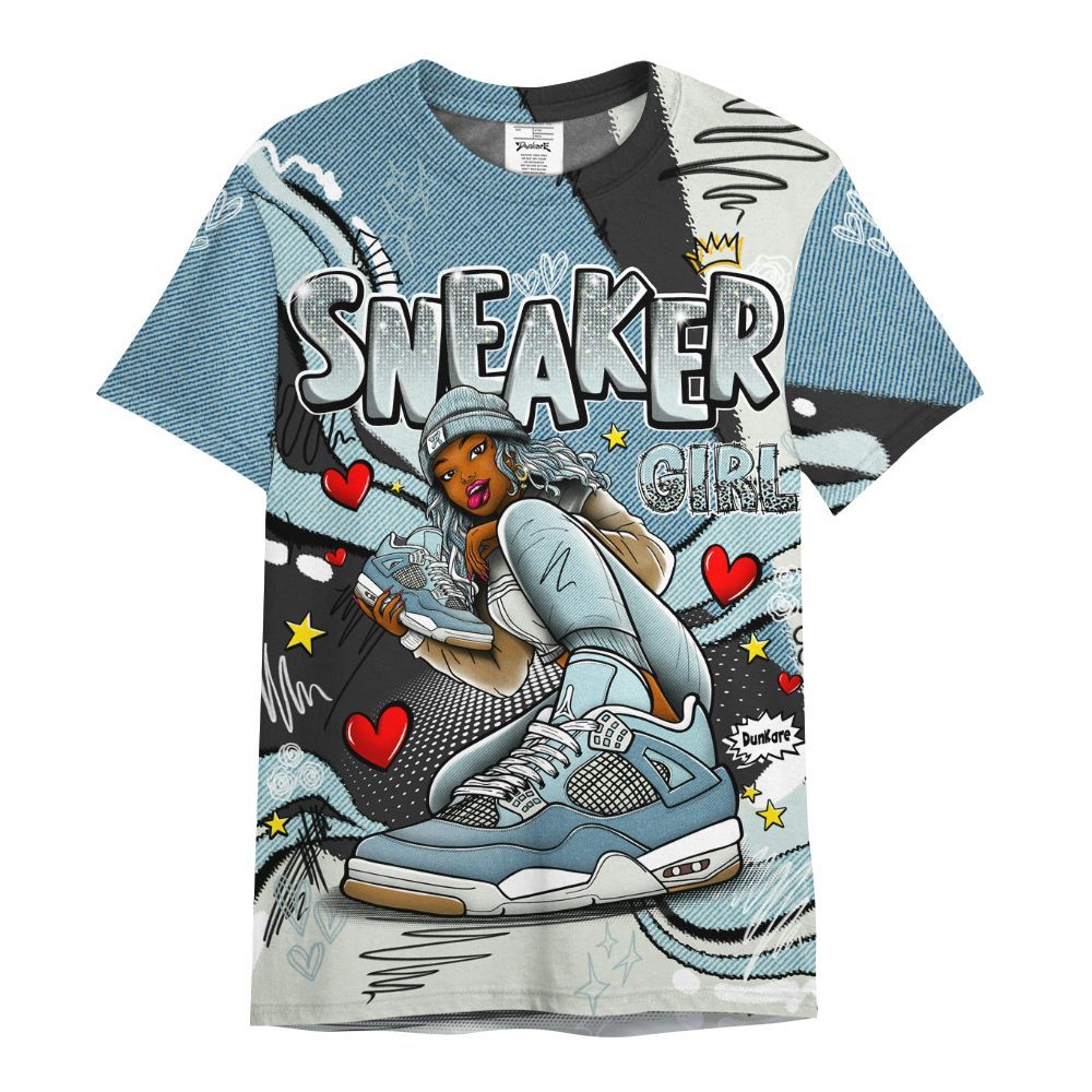 Shirt To Match Denim Worn Blue 2025 4s - Sneaker Girl With Shoes All Over Print