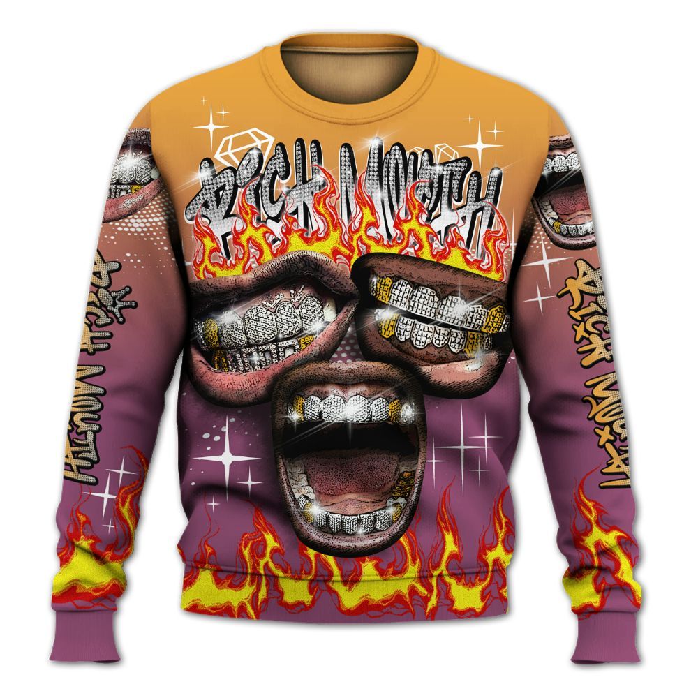 Sweatshirt To Match High OG Brotherhood 1s - Rich Mouth Fire Rap Retro 90s All Over Print