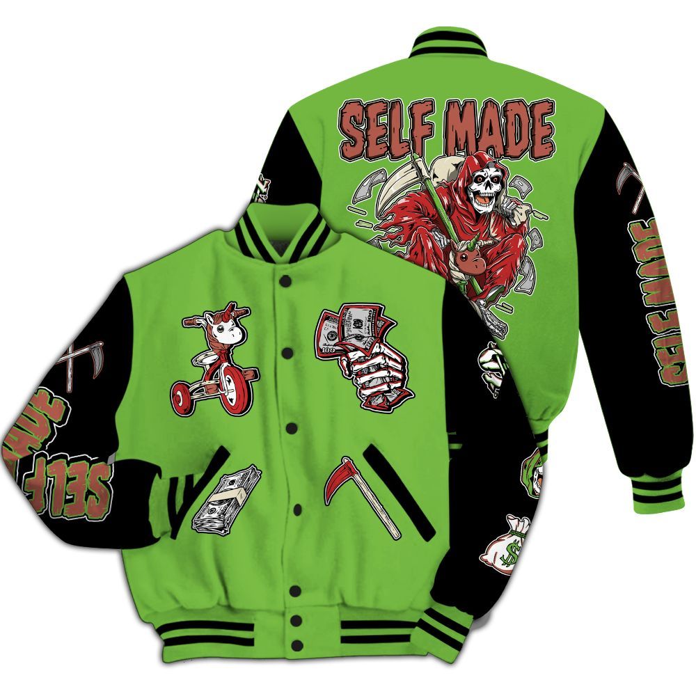 Varsity Jacket To Match Air Max Waffle SP Action Green - Self Make Skeleton All Over Print