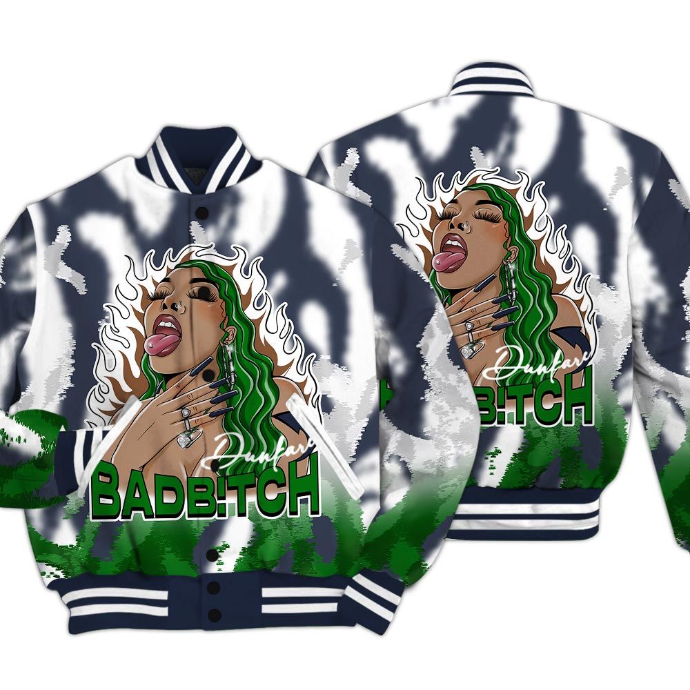 Varsity Jacket To Match Midnight Navy 13s - Bad B!tch Burn Varsity Jacket Unisex