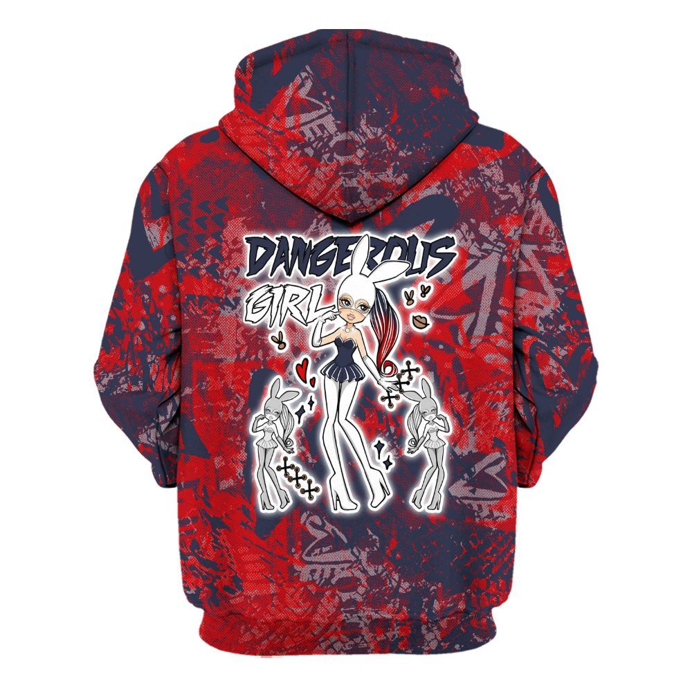Hoodie To Match Low OG Howard University 1s - Dangerous.Girl Heart Grunge All Over Print