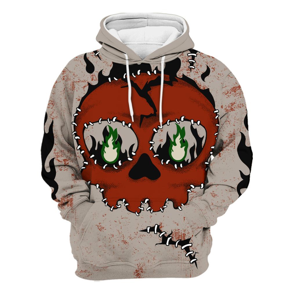 Hoodie To Match El Grito 5s - Cracked Skull Stitches All Over Print