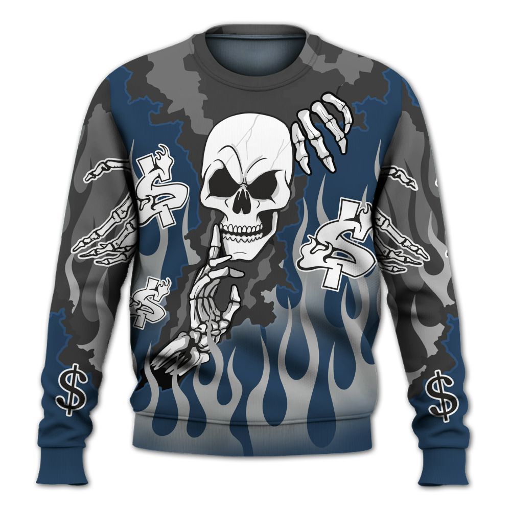 Sweatshirt To Match Retro French Blue 2025 12s - Ones Move In Silence Graphic Trapped All Over Print