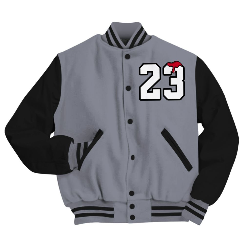 Varsity Jacket To Match Retro Black Flint 13s - Custom Name Number 23 Drip All Over Print