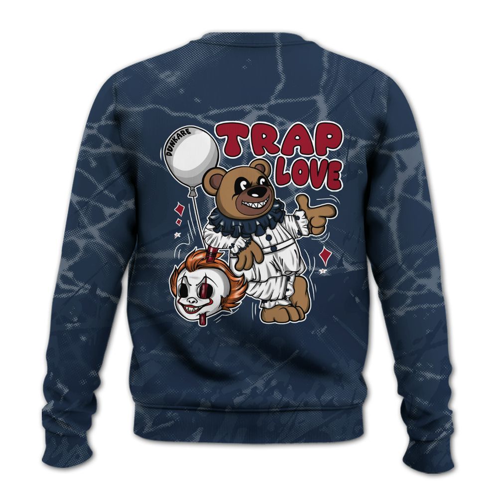 Sweatshirt To Match White Midnight Navy 6s - Trap Loves Bear Profound All Over Print