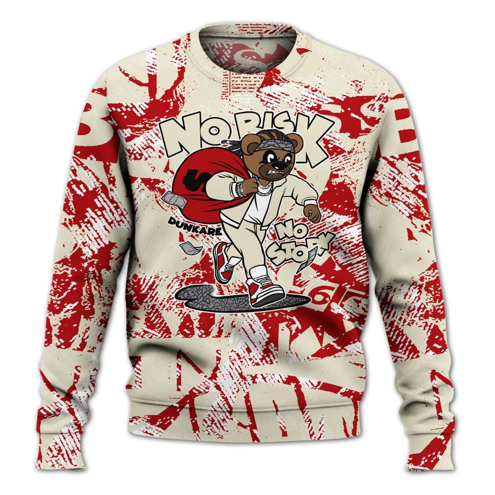 Sweatshirt To Match Cement Grey 3s - Certain Bear Abstract Graffiti All Over Print