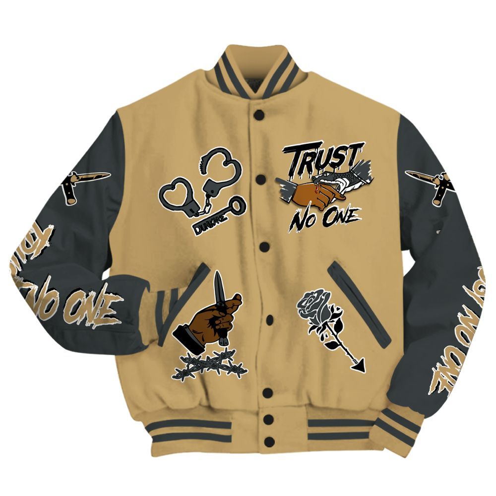 Varsity Jacket To Match Black LD 1000 - Trust No One Dripping All Over Print