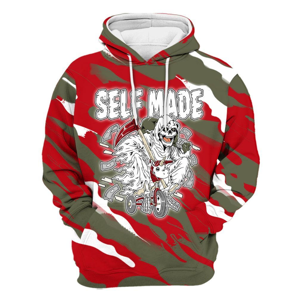 Hoodie To Match Travis Scott Low OG Medium Olive 1s - Self Make Skeleton Colored All Over Print