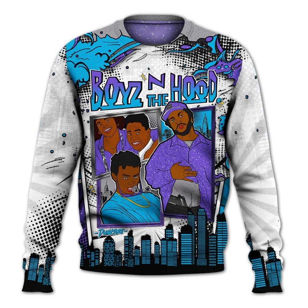 Sweatshirt To Match Retro Aqua 8s - Boyz N The Comic All Over Print