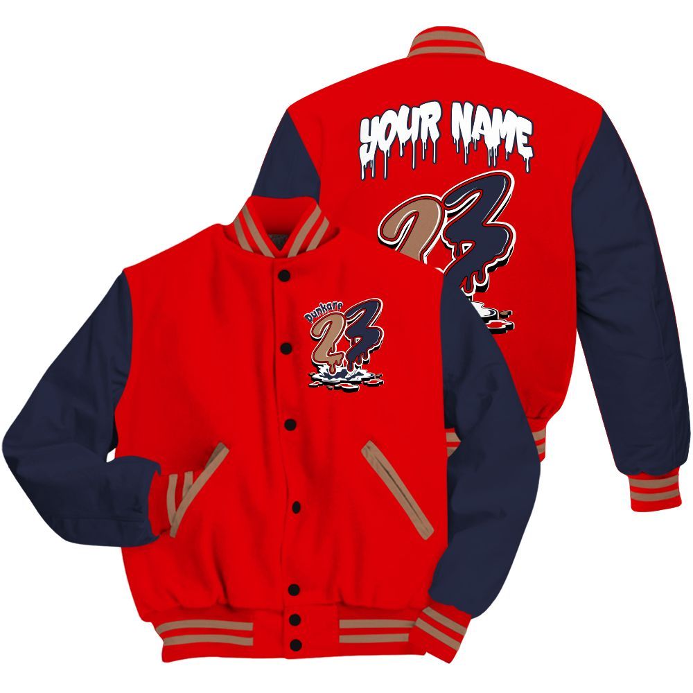 Varsity Jacket To Match Low OG Howard Bison 1s - Custom Name 23 Drip All Over Print