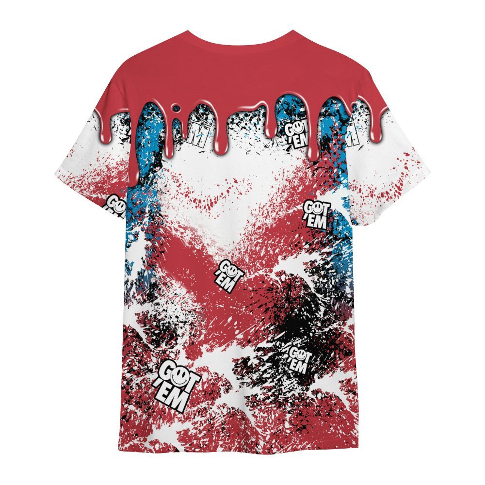 Shirt To Match High OG University Red Dark Powder Blue 1s - Dripping 23 Drip All Over Print