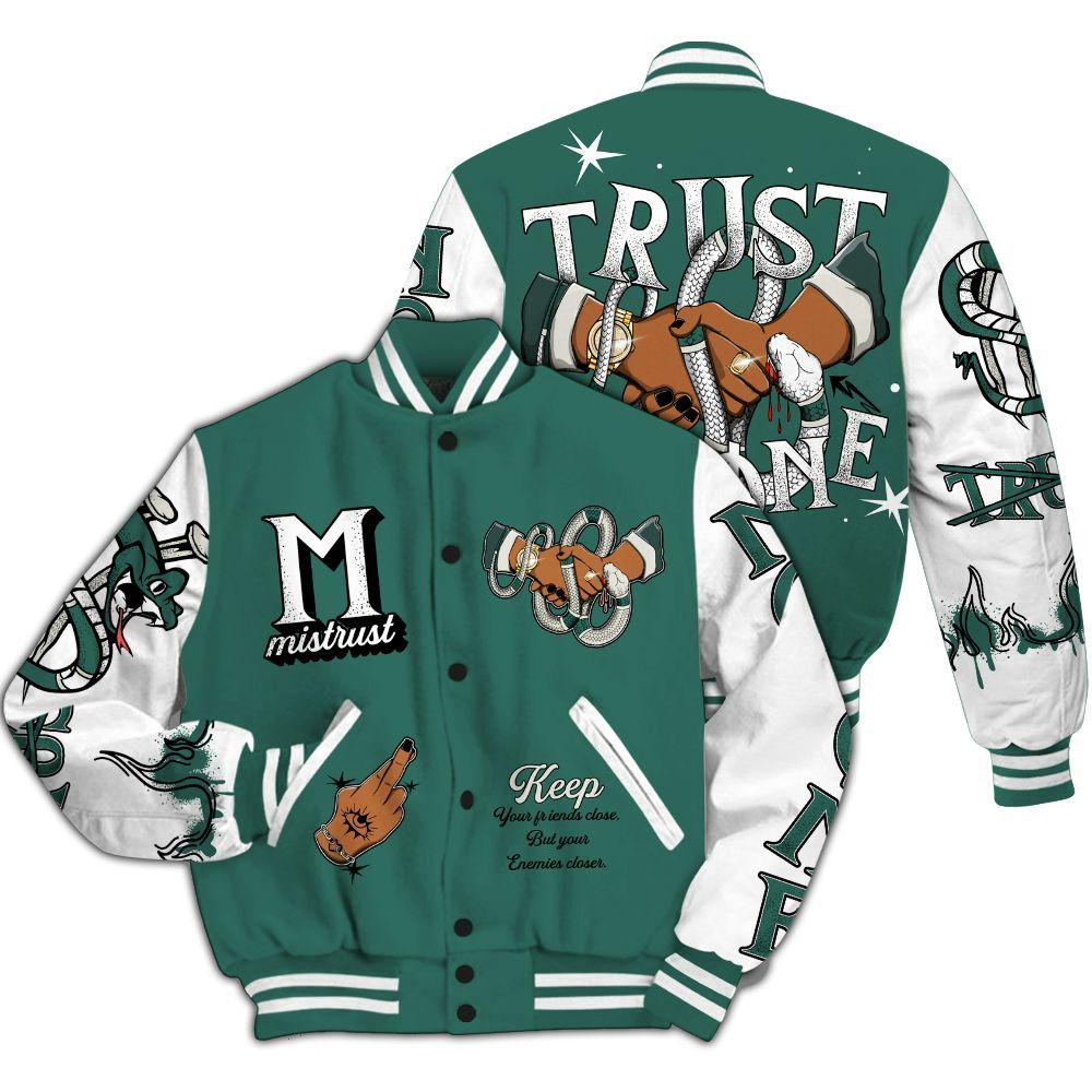 Varsity Jacket To Match RM Oxidized Green 4s - Trust No One Snake-Bite Street Style All Over Print