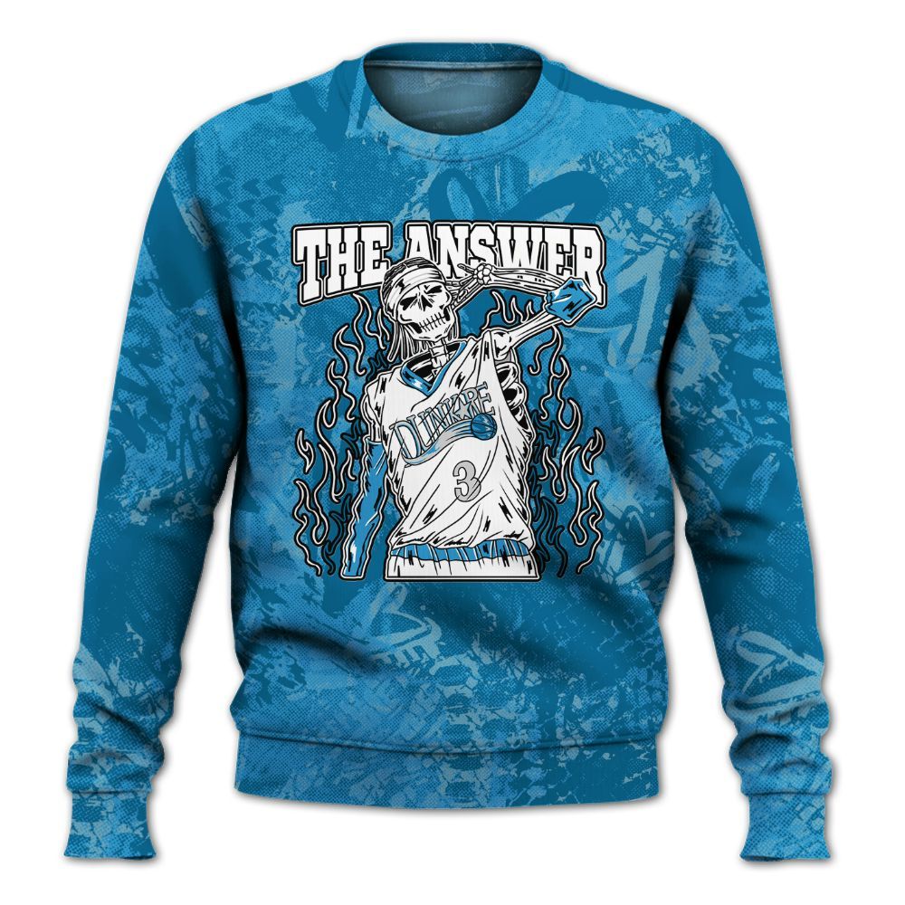 Sweatshirt To Match Powder Blue 9s - Allen Answer Skeleton Heart All Over Print