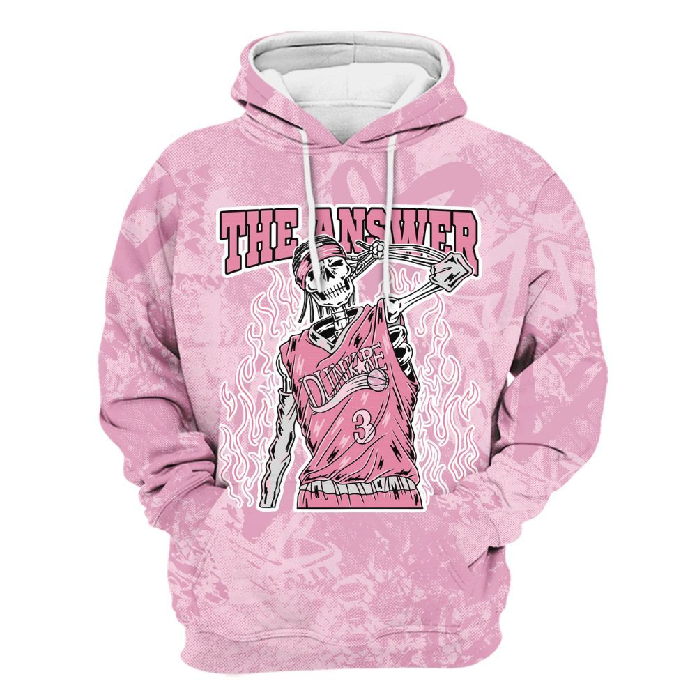Hoodie To Match Orchid 4s - Allen Answer Skeleton Heart All Over Print