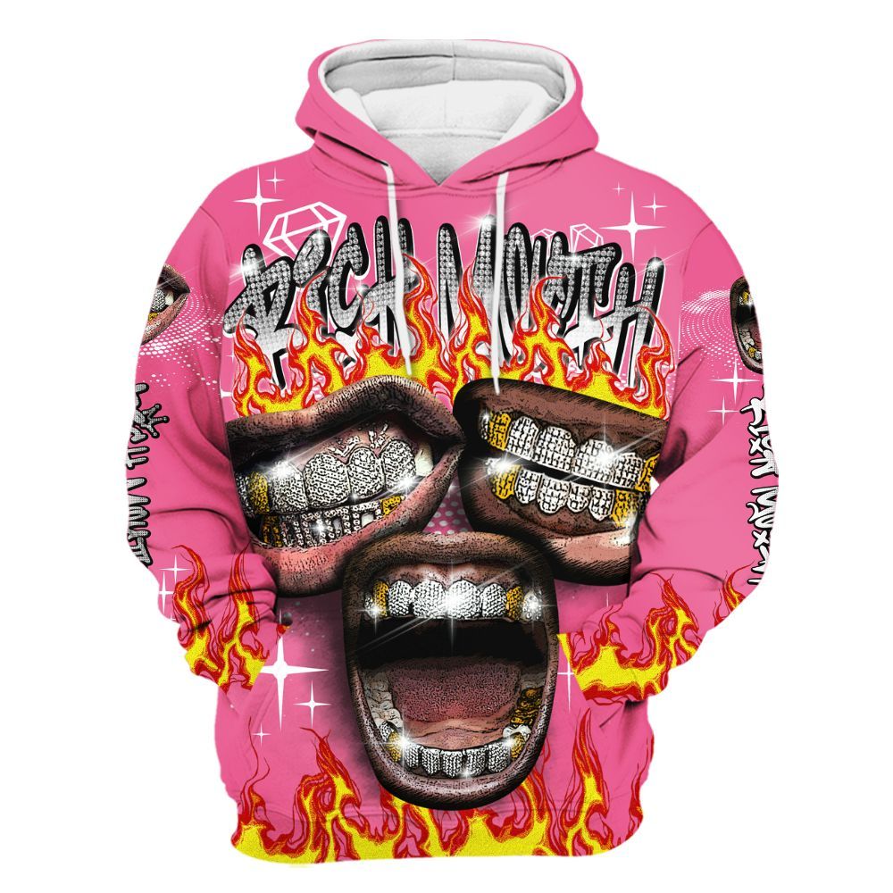 Hoodie To Match Air Max SNDR Hyper Pink - Rich Mouth Fire Rap Retro 90s All Over Print