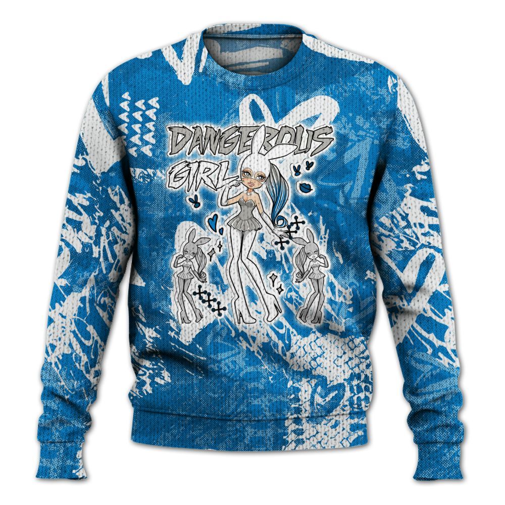 Knitted Sweater To Match Military Blue 4s - Dangerous.Girl Heart Grunge