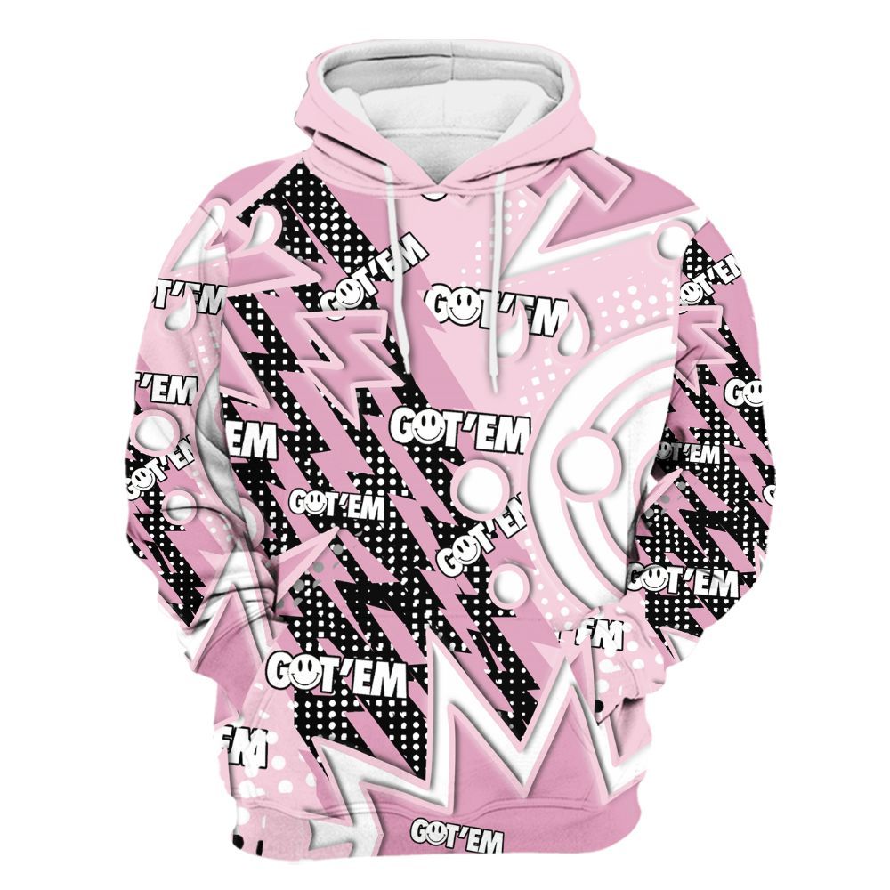 Hoodie To Match Orchid 4s Varsity Jacket, Retro Vintage 90s All Over Print