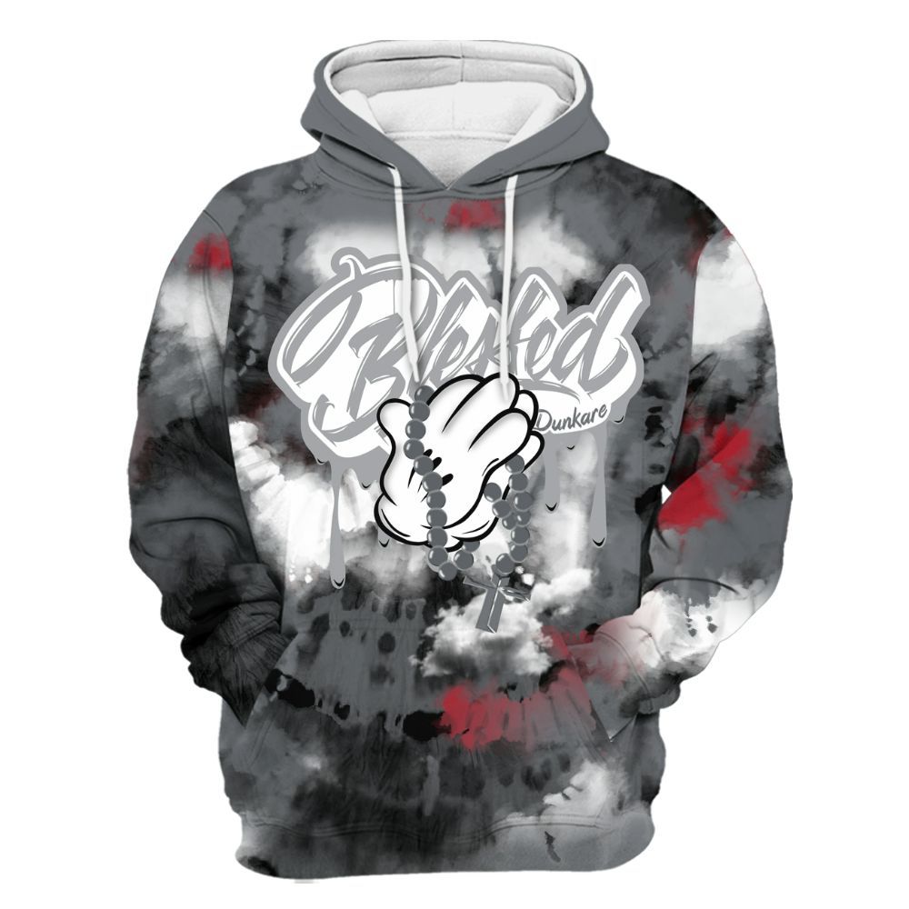 Hoodie To Match Retro Fire Red 9s - God Blessed Tie Dye All Over Print