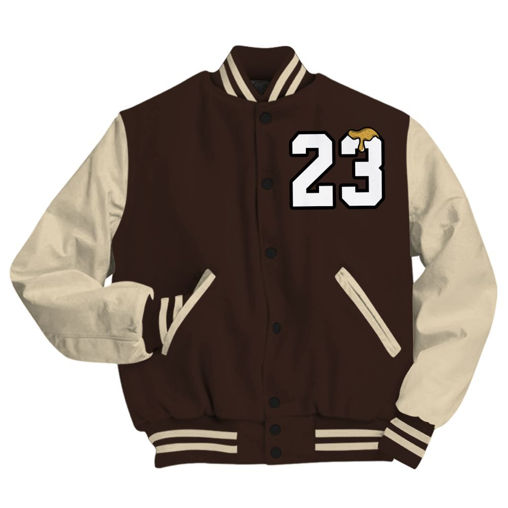 Varsity Jacket To Match 2025 Retro Earth 5s - Custom Name Number 23 Drip All Over Print