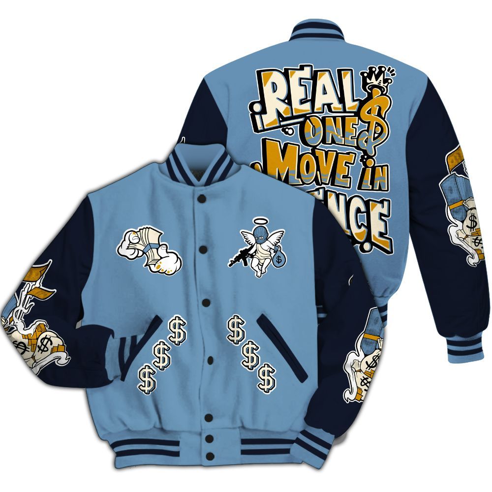 Varsity Jacket To Match High OG First In Flight 1s - Ones Move In Silence Graphic All Over Print