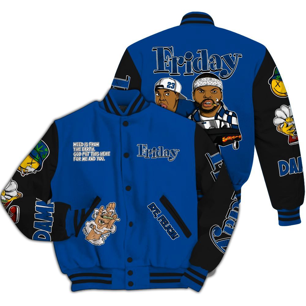 Varsity Jacket To Match Low 85 Royal 1s - Friday Sneaker Stress Style All Over Print