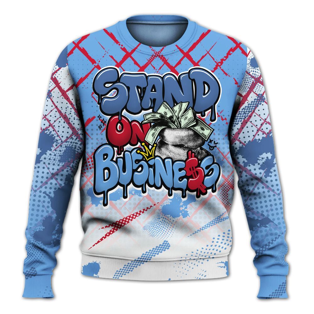 Sweatshirt To Match University Blue 6s - Halftone Stand Business Dripping All Over Print