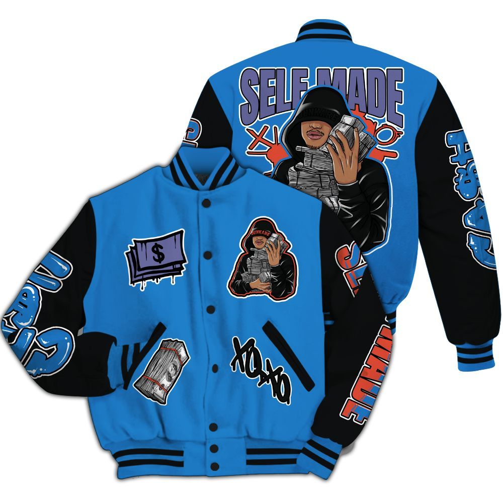 Varsity Jacket To Match Hi-Res Blue 700s - Selfmade Unique All Over Print