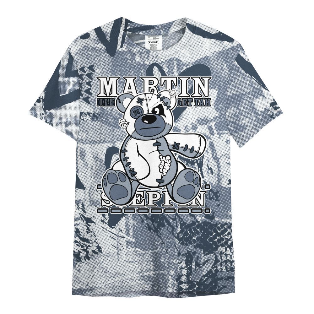 Shirt To Match Low Diffused Blue 11s - Tah Steppin Bear Heart Grunge All Over Print