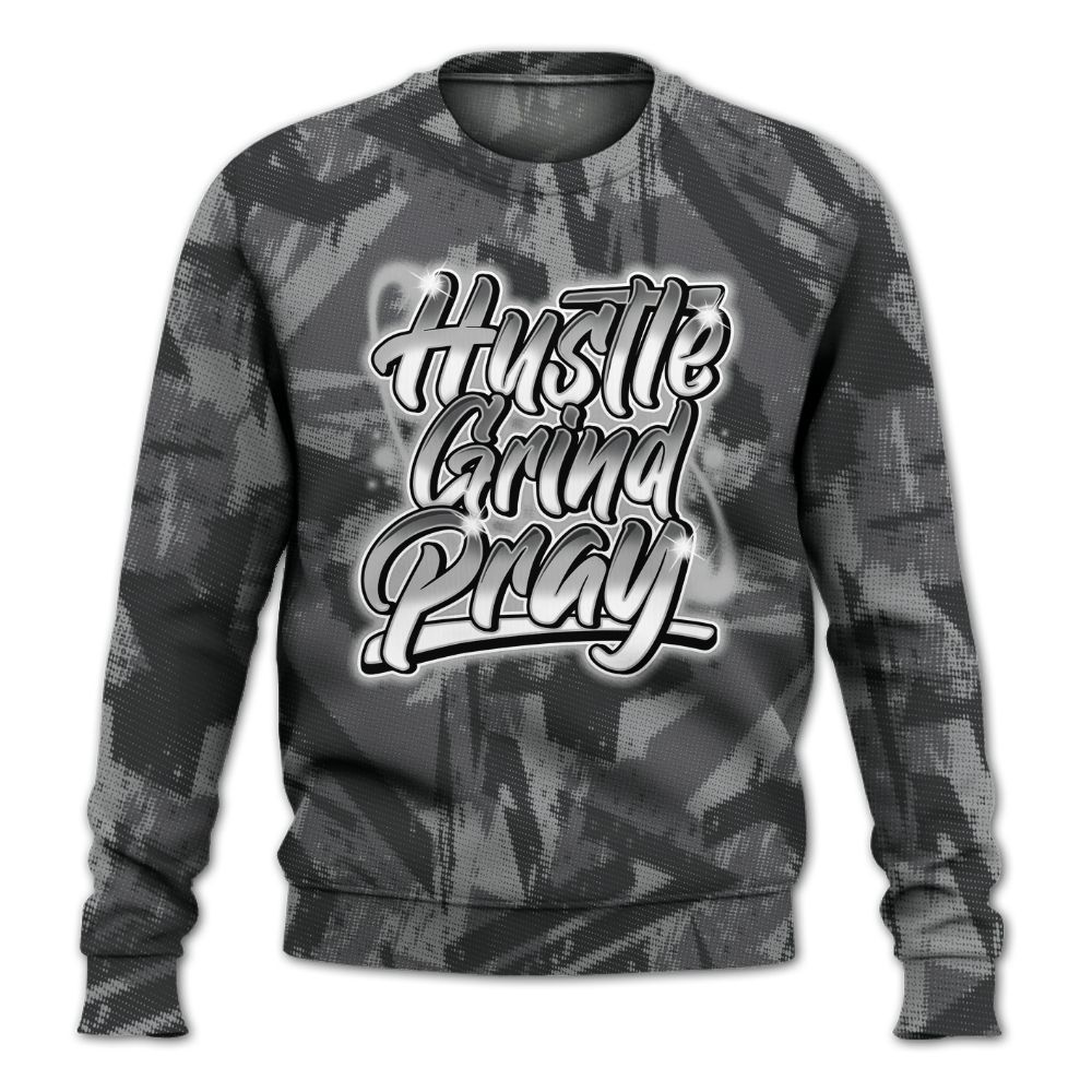 Sweatshirt To Match White Thunder 4s - Hustles And Prayer Graphic Halftone All Over Print