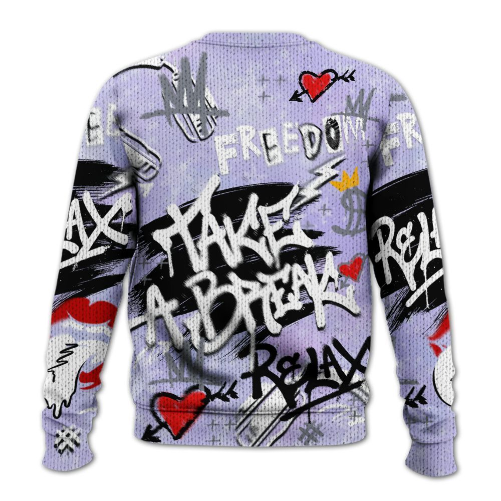 Knitted Sweater To Match Zen Master 4s - Take Break Freedom Graffiti Streetwear