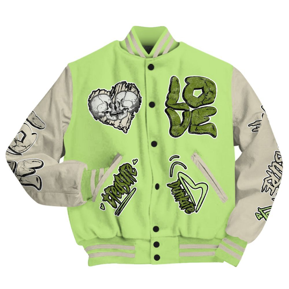 Varsity Jacket To Match Air Max Stussy Action Green - Skull Bear All Over Print
