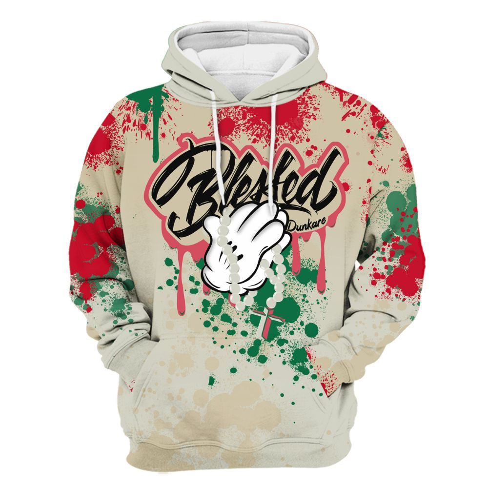 Hoodie To Match El Grito 5s - God Blessed Ink Drip All Over Print