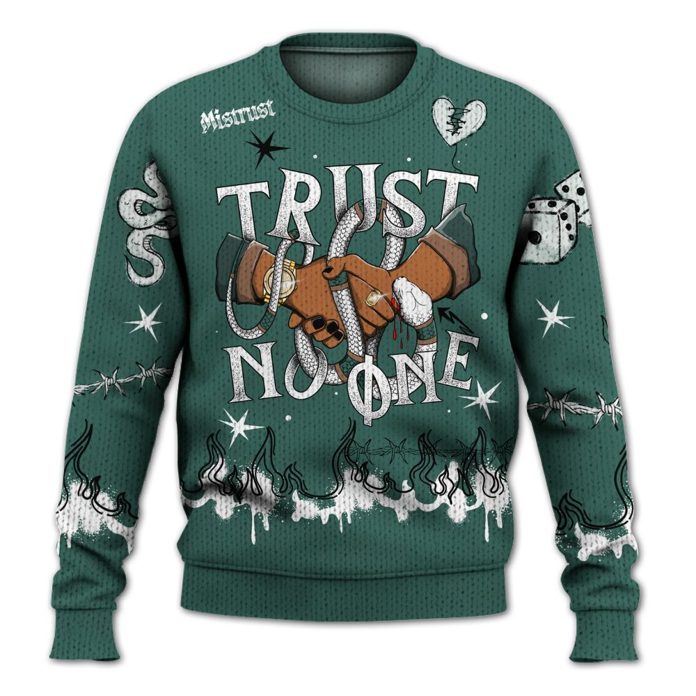 Knitted Sweater To Match Low OG Oxidized Green 1s - Trust No One Snake-Bite Doodle Crayon