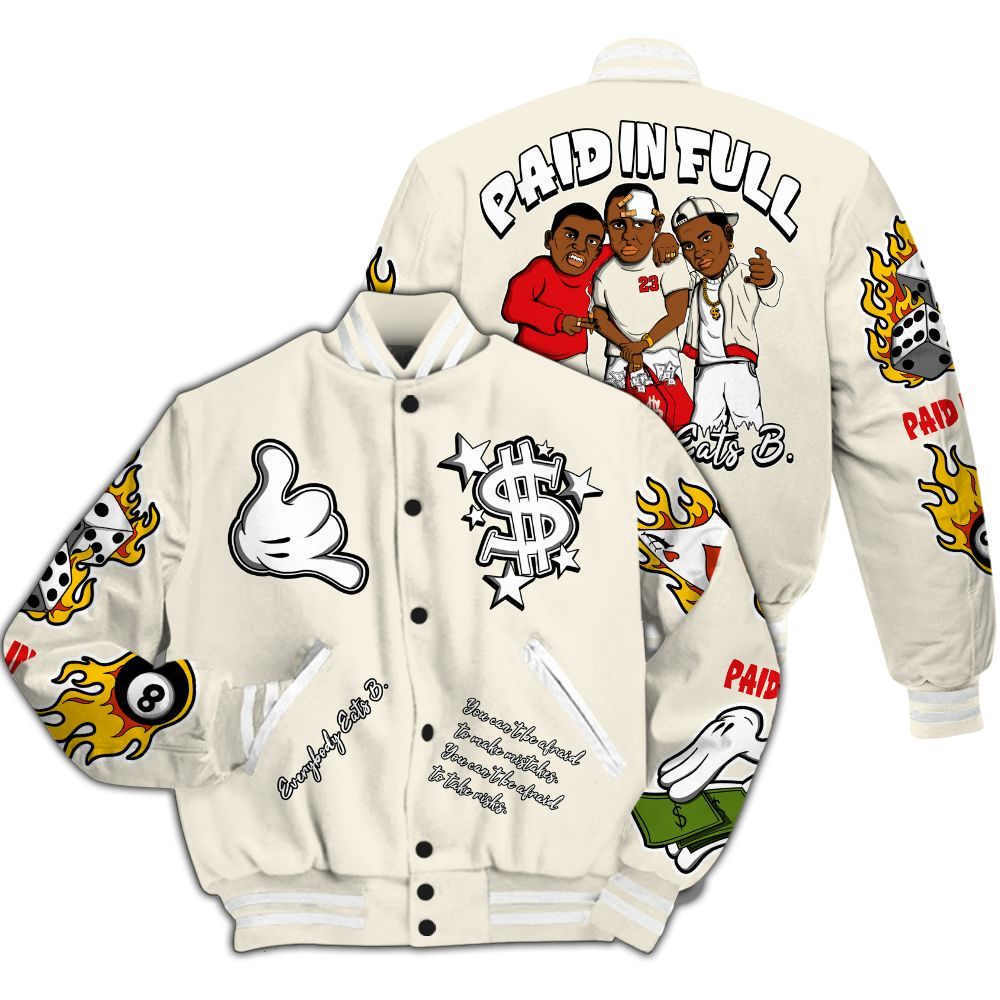Varsity Jacket To Match Low OG Sail 1s - Everybody Paid In Full Graphic All Over Print