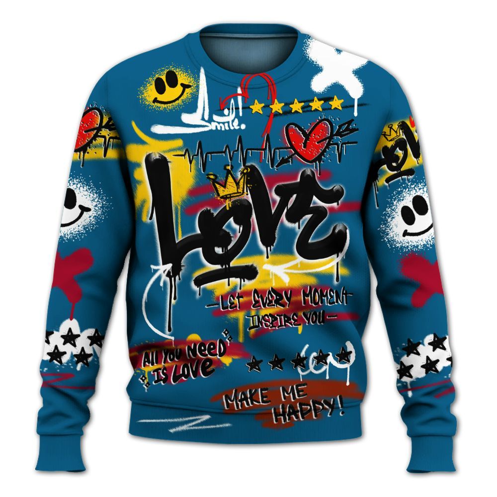 Sweatshirt To Match GS Messy Room 4s - Happy Love Beats Graffiti Streetwear All Over Print