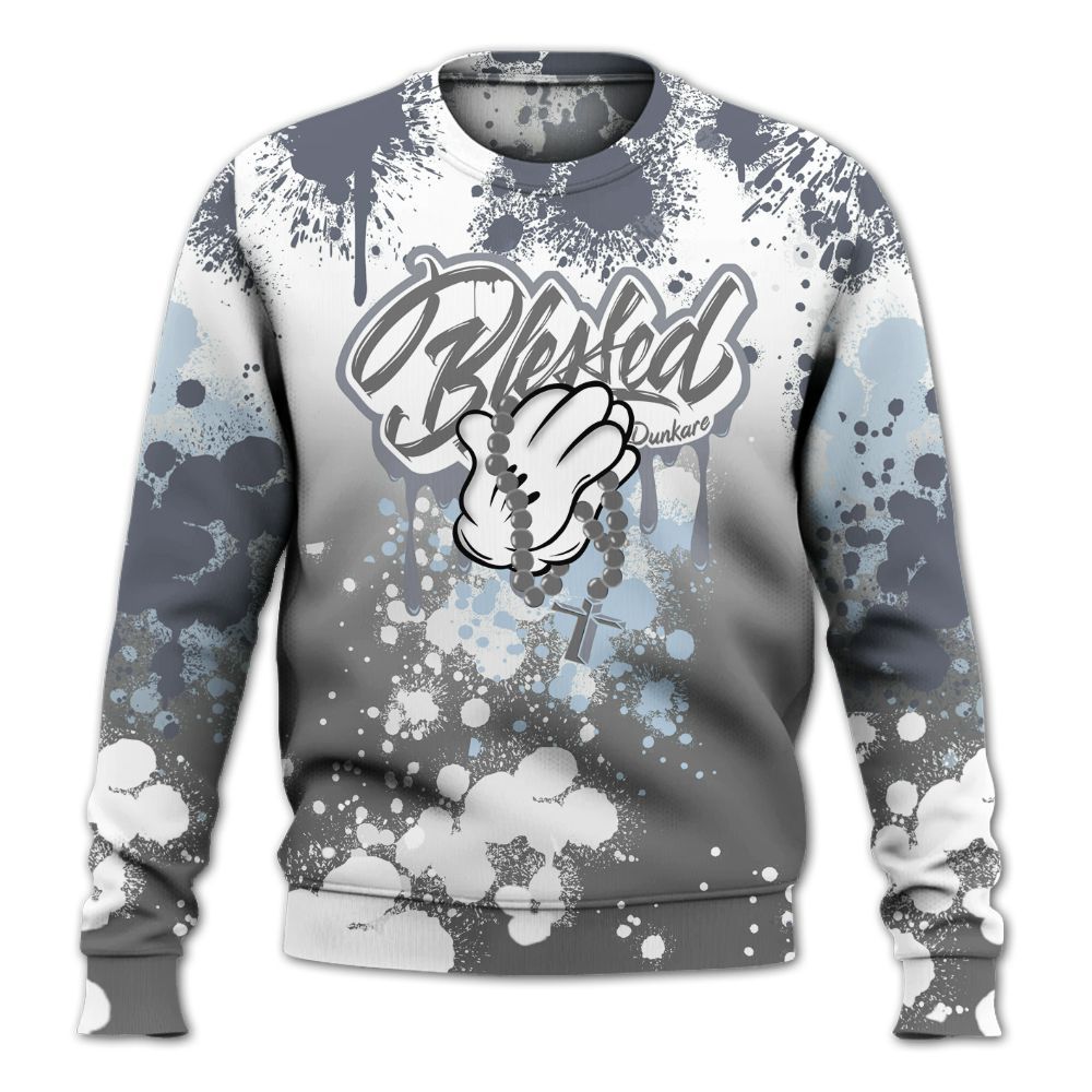 Sweatshirt To Match Cool Grey 6s - God Blessed Ink Drip All Over Print