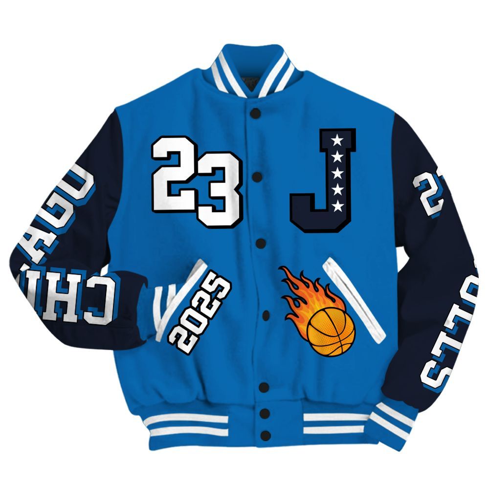 Varsity Jacket To Match 95 Big Bubble Slate - Chicago 23 Basketball All Over Print