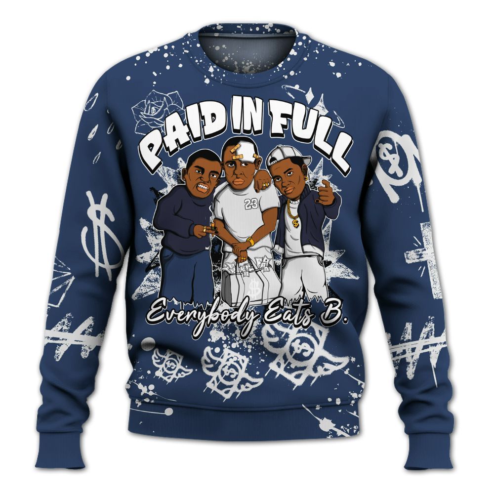 Sweatshirt To Match Low 85 Metallic Blue 1s - Everybody Paid In Full Crayon All Over Print