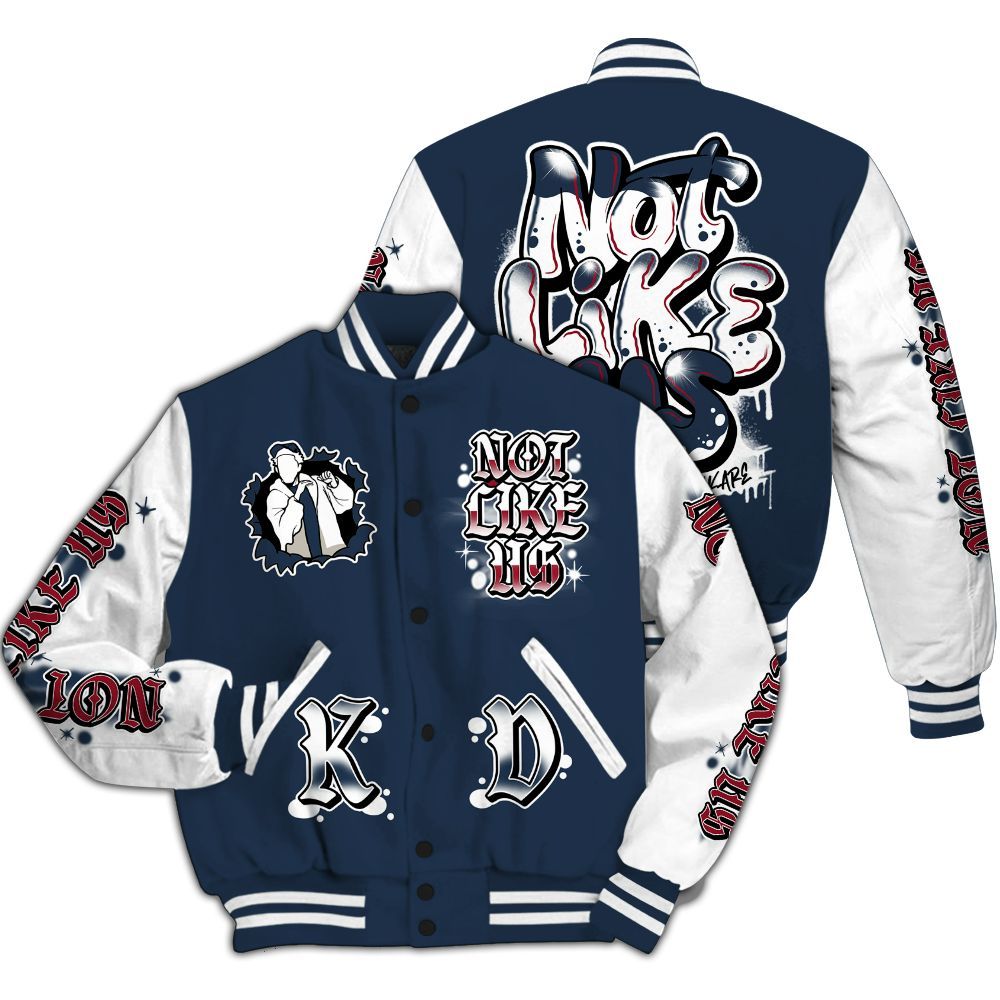 Varsity Jacket To Match White Midnight Navy 6s - None Like Us Graphic All Over Print