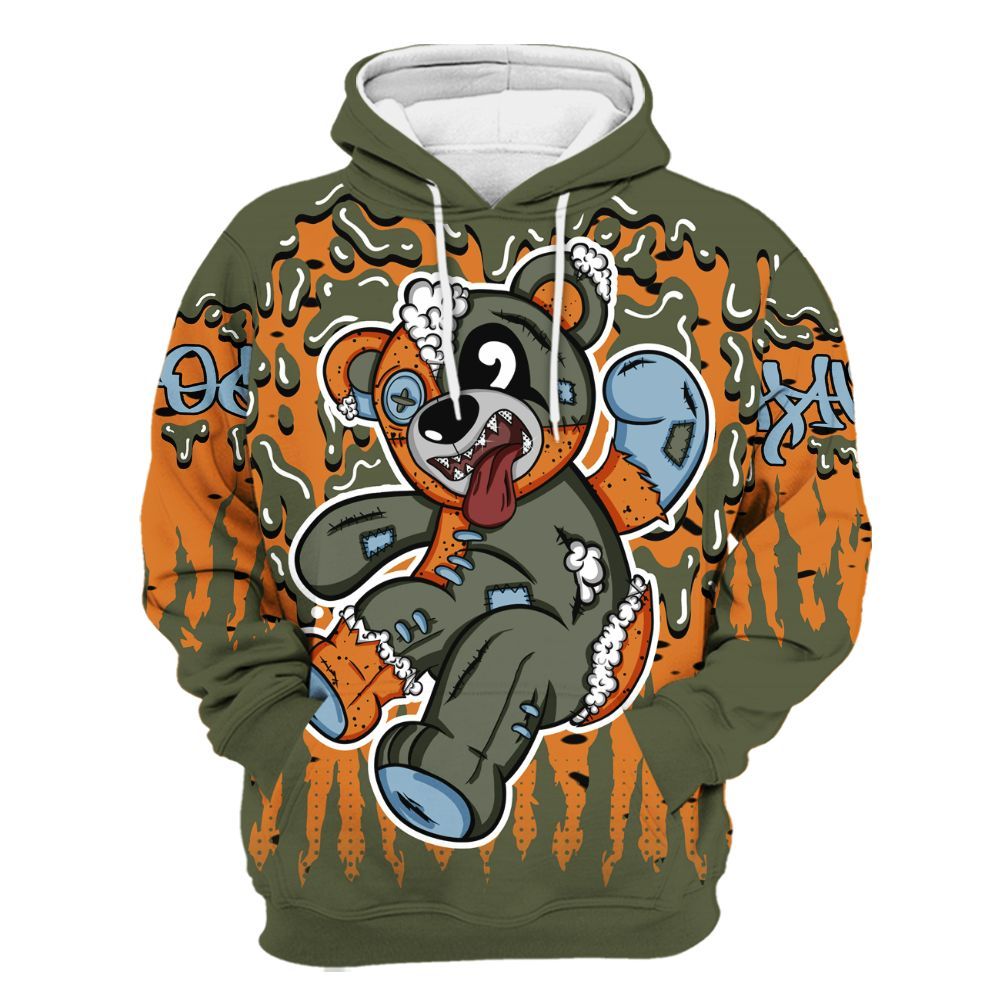 Hoodie To Match Olive 5s - Havok Bear Dripping All Over Print