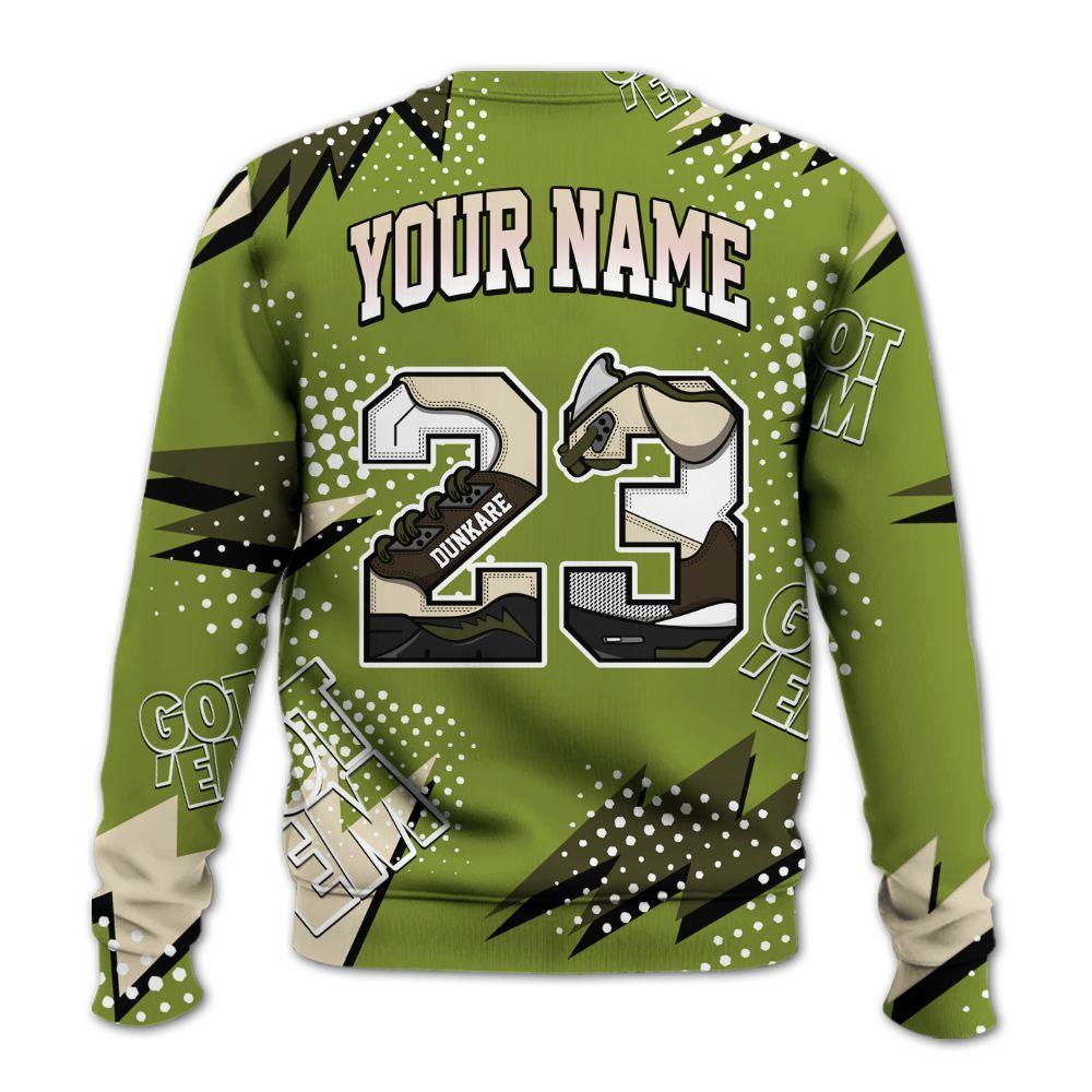 Sweatshirt To Match SB Dunk Low Asparagus - Custom Name Number 23 5s All Over Print